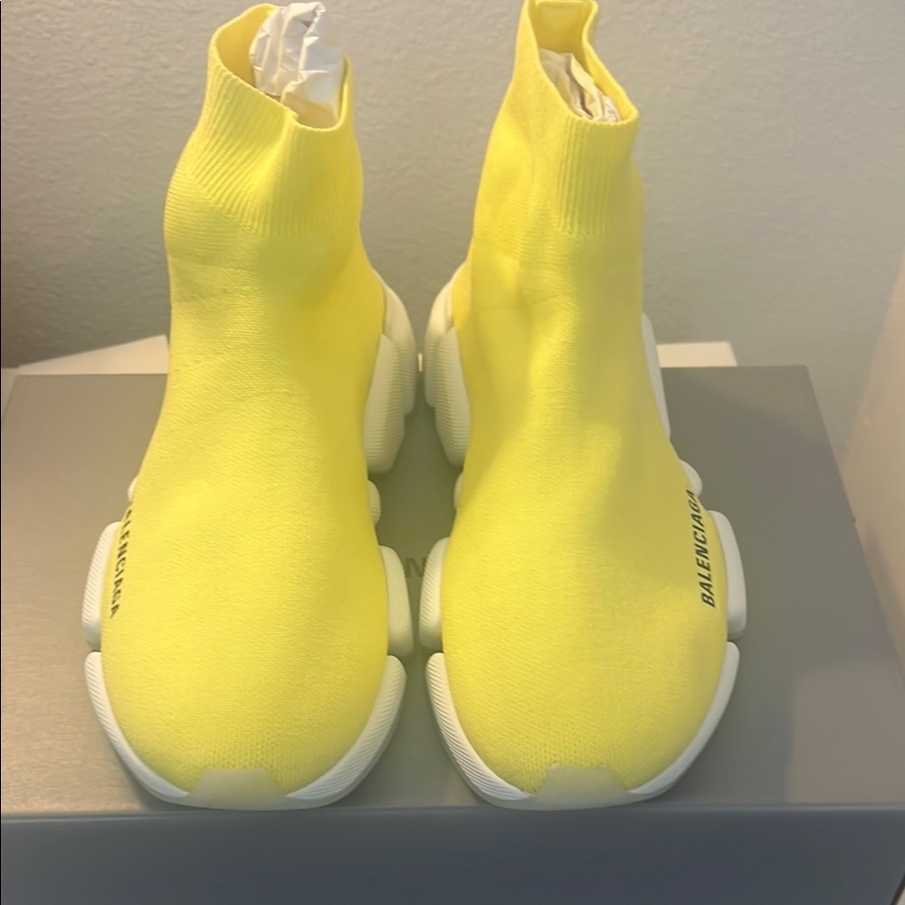 Balenciaga Yellow and White Sock Sneakers